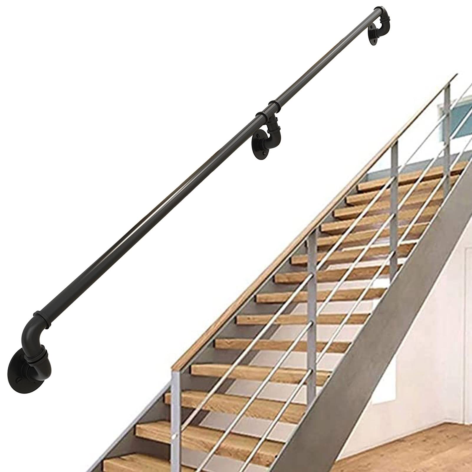 Rampe d'escalier de jardin et perron extérieur en fer forgé pour marches de terrasse