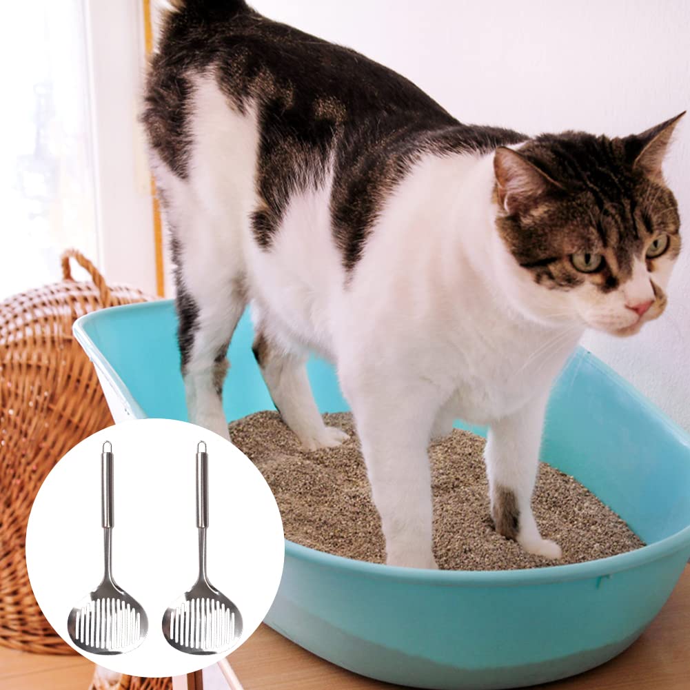 2pcs Cat Litter Scoop, Stainless Steel Litter Scoop Long Handle Durable Cat Mesh Shovel (Sliver) - image 6