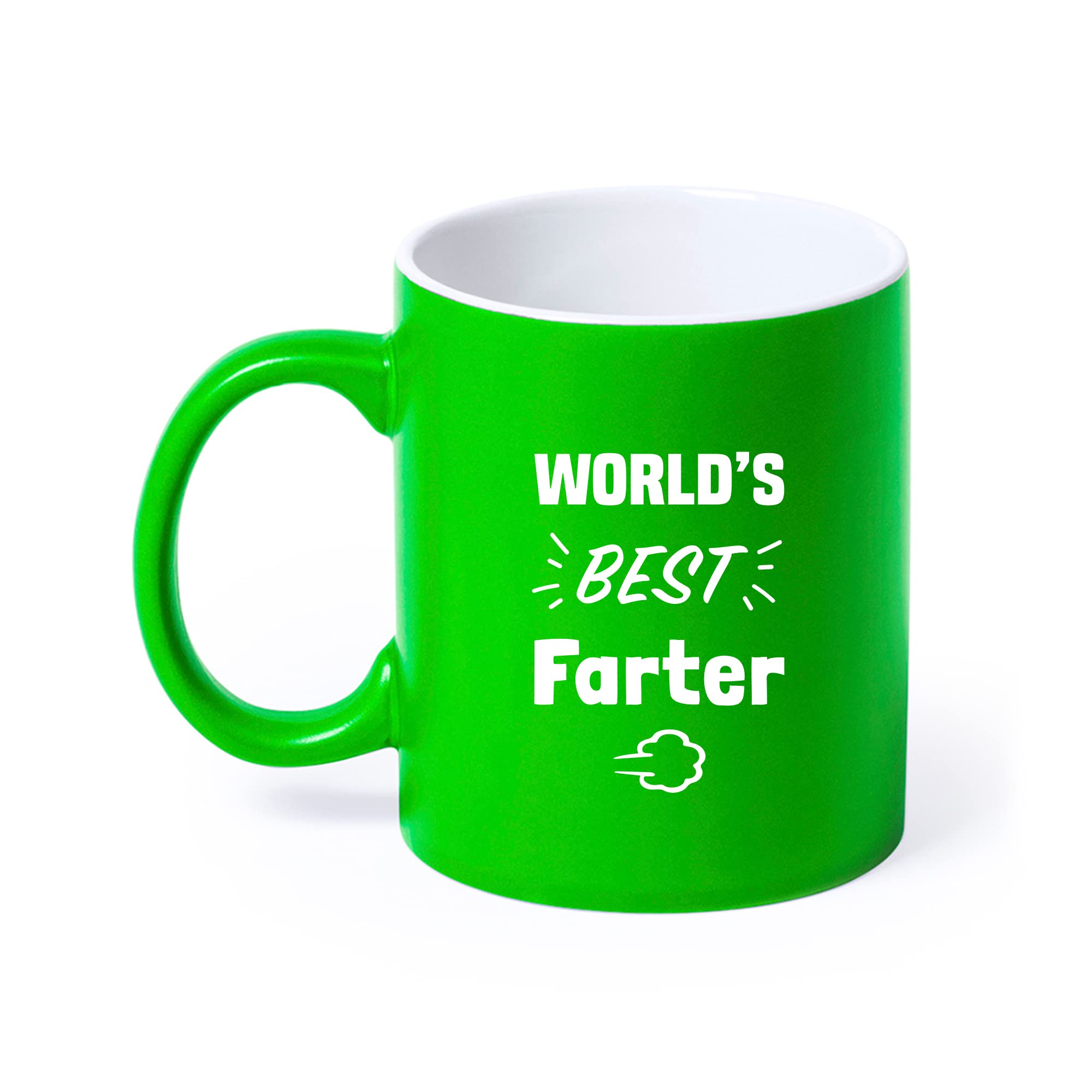 eBuyGB World's Best Farter Mug, 350ml Neon Green Coffee Mug - Funny Mug, Birthday, Father's Day Gift for Grandad, Daddy, Him
