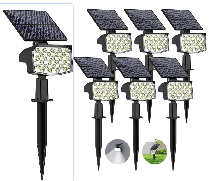 WELALO Solar Spot Lights Outdoor, 5 Pack/3 Modi Solar Landschaft Spotlights, Einstellbare Solarbetriebene Sicherheitsleuchten, IP65 Wasserdichte Wandleuchten Solarleuchten Außen für Gehweg/Hof/Garten