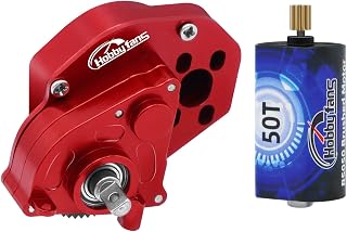 RC Motor 050 50T Brushed Motor with Aluminum Alloy Transmission Gearbox for Axial SCX24 AXI00002 AXI00001 AXI90081 AXI00006 AXI00005 1/24 RC Crawler Upgrade Parts (Assembled)