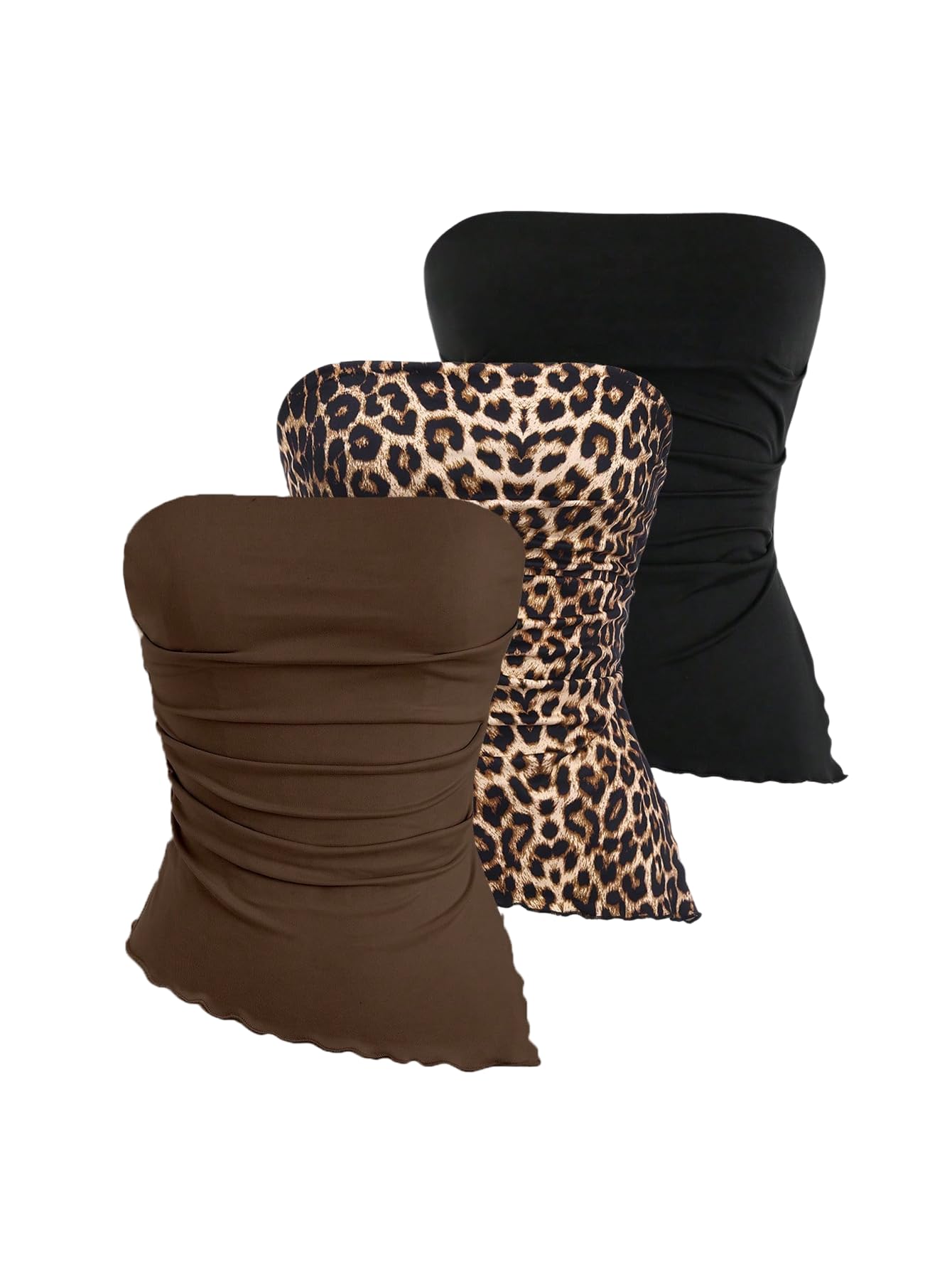 WDIRARA 3-Pack Leopard Tube Tops