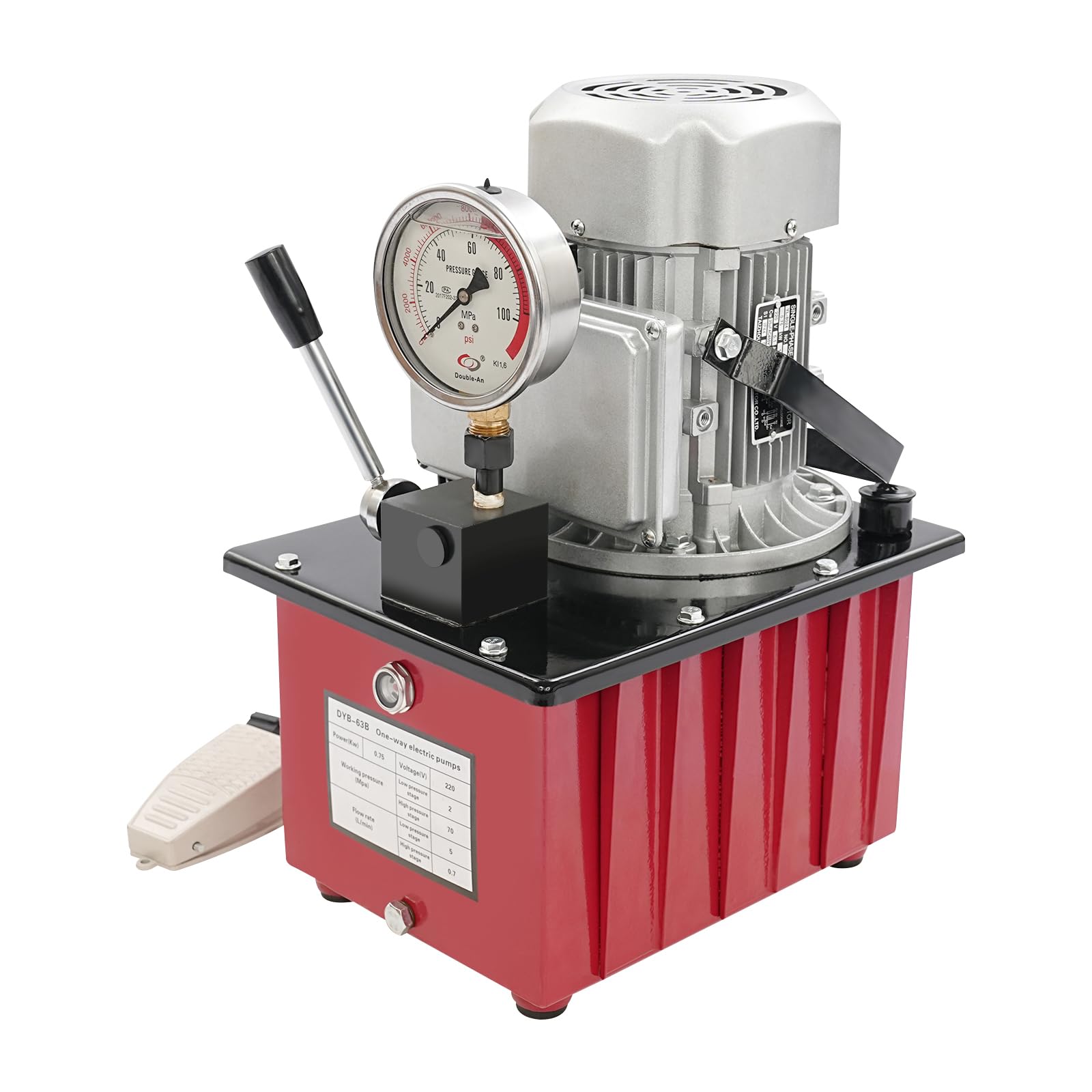 Hydraulikpumpe Elektrisch 70MPa, Elektrohydraulische Pumpe 0,75KW mit Fußpedal, Hydraulikaggregat 7L Öltank, Hochdruckpumpe für Hydraulischer Zylinder, Hydraulikpresse, Hebewerkzeug & Biegewerkzeug