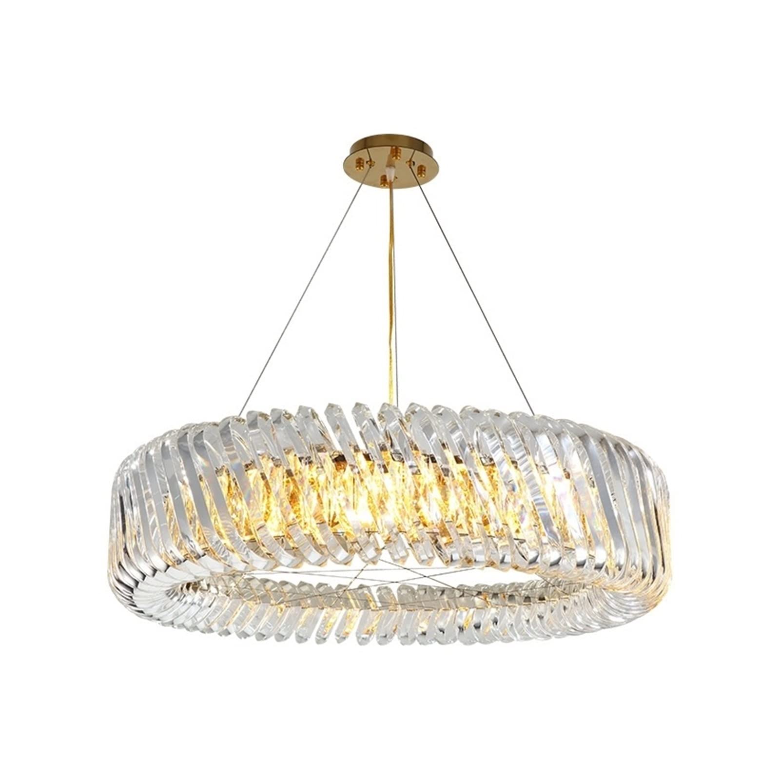 Genérico Lámparas de araña, Candelabros de Cristal Led Redondo de Acero Inoxidable araña de Cristal for Estudio Sala de Estar Dormitorio lámpara Colgante Ovalada Accesorios de iluminación