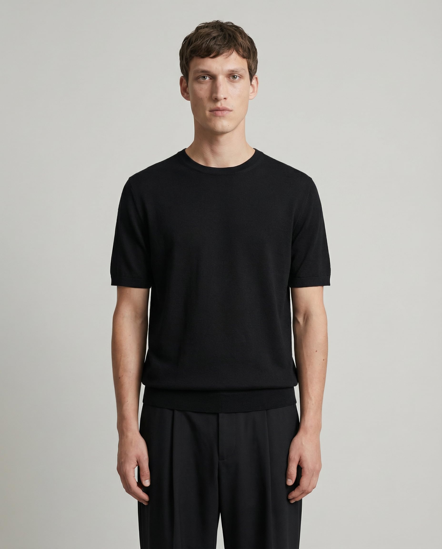 Diana Studio - T-Shirt in Strick, Herren, 100% Leinen, Kurzarm, Casual Fit