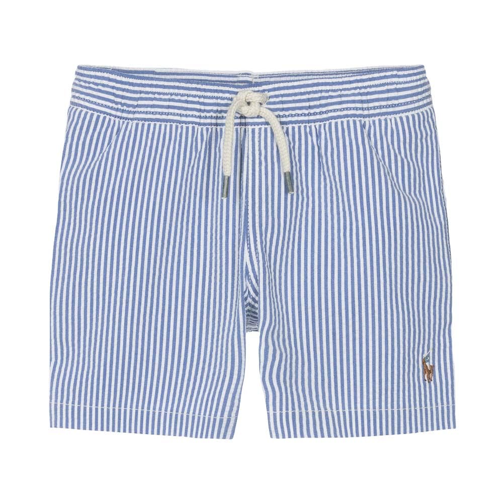 Big Boys Seersucker Stripe Traveler Swim Trunks L Large 14-16 Blue