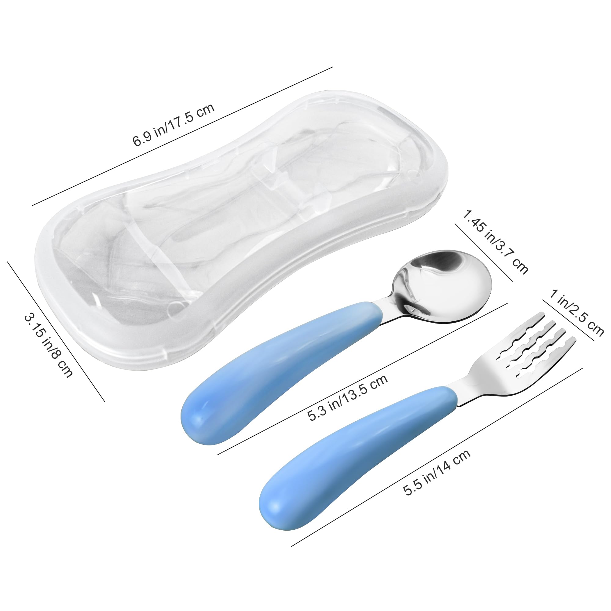 VANRA Lot De 2 Couverts Pour Enfants Avec Fourchette Et Cuillère En Acier Inoxydable 18/10 Avec étui Pour Boîte à Déjeuner