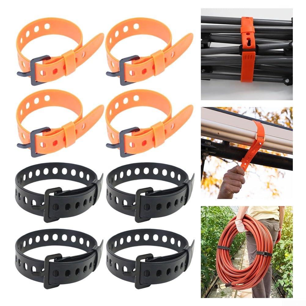 Cinghie regolabili in gomma con fibbie, strumento di ancoraggio di lunga durata resistente alle intemperie per tubi di ferro, camion, uso industriale, 30 cm 45 cm (45 cm x 2,5 cm, nero)