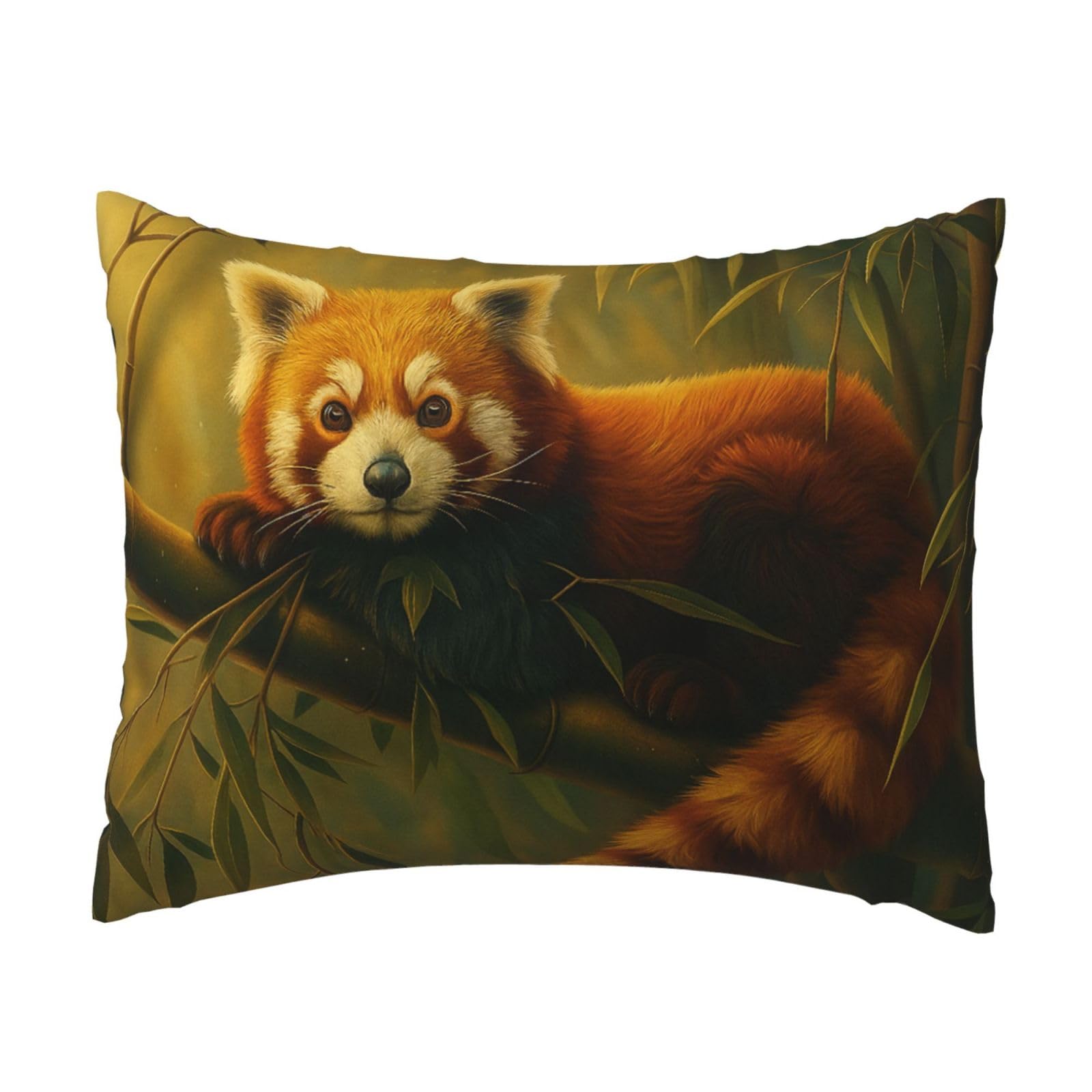 Red Panda Resting on Bamboo Pillowcase Soft Plush with Zipper Decorative Pillowcovers 16x20 in