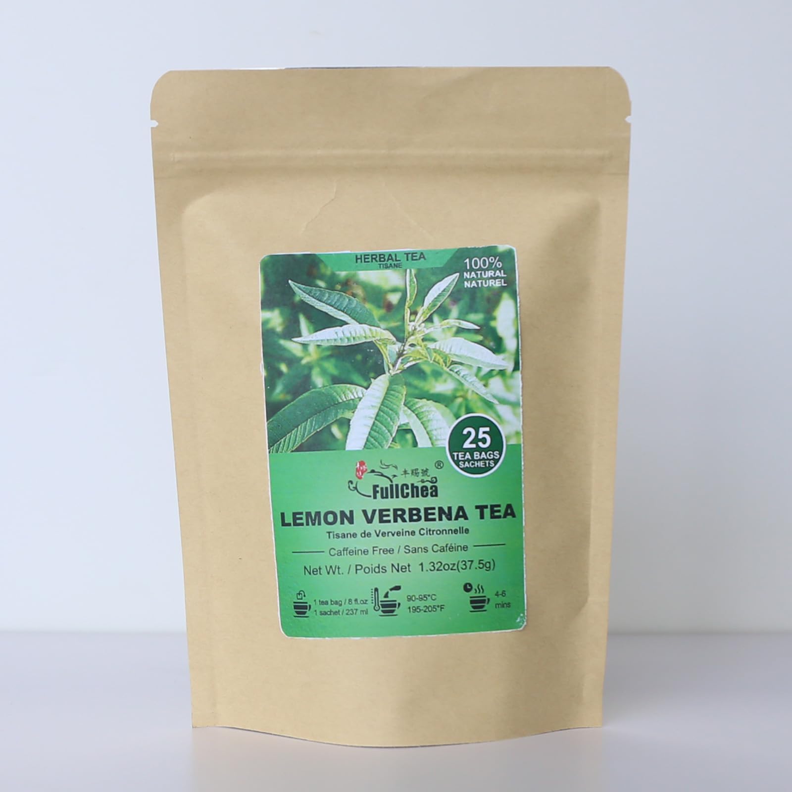 FullChea - Lemon Verbena Tea, 1.5g X 25 Count - Premium Lemon Tea For Digestion Support & Relaxation - Non-GMO - Caffeine-free - Natural Cut & Sifted Cedron Herb