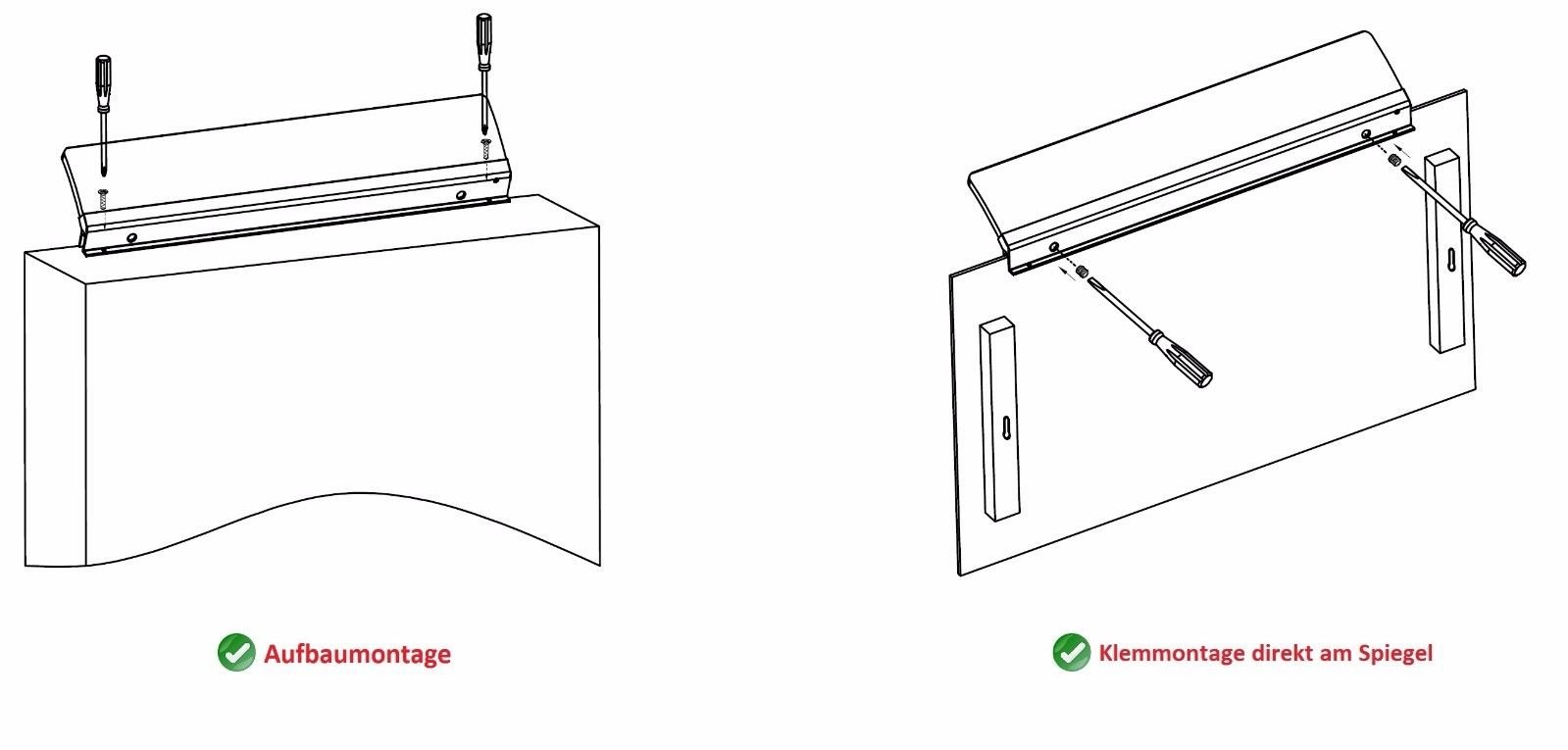 kalb Material für Möbel LED 600mm Spiegelleuchte Badleuchte Badlampe Spiegellampe Aufbauleuchte, Lichtfarbe:warmweiß