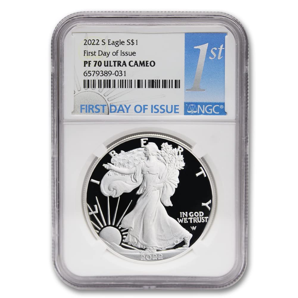 2022 S 1 oz Proof American Silver Eagle PF-70 Ultra Cameo Coin