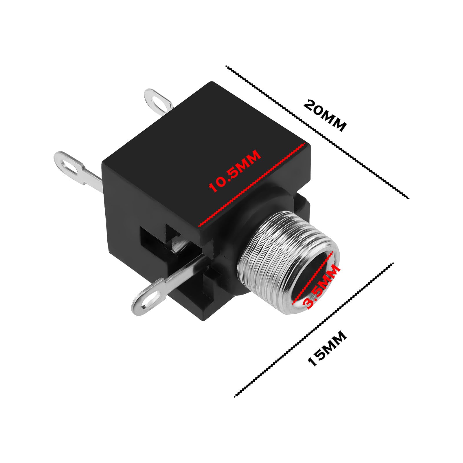 Create idea 10pcs 3 Pin 3.5mm Mono Female Jack Connector Female Socket Headphone Jack Socket Audio Socket Mono Mount Switching Audio DC Jack Socket - Image 4