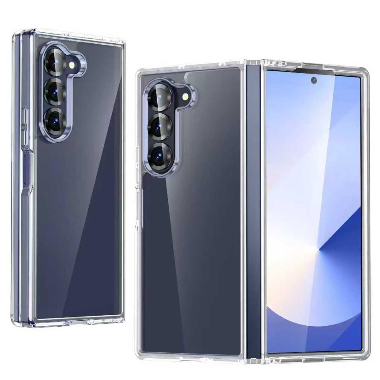Woluki Clear Case for Samsung Galaxy Z Fold 7,Thin Highly Transparent Hard PC Back Anti-Slip Soft Flexible TPU Shockproof Bumper Protective Phone