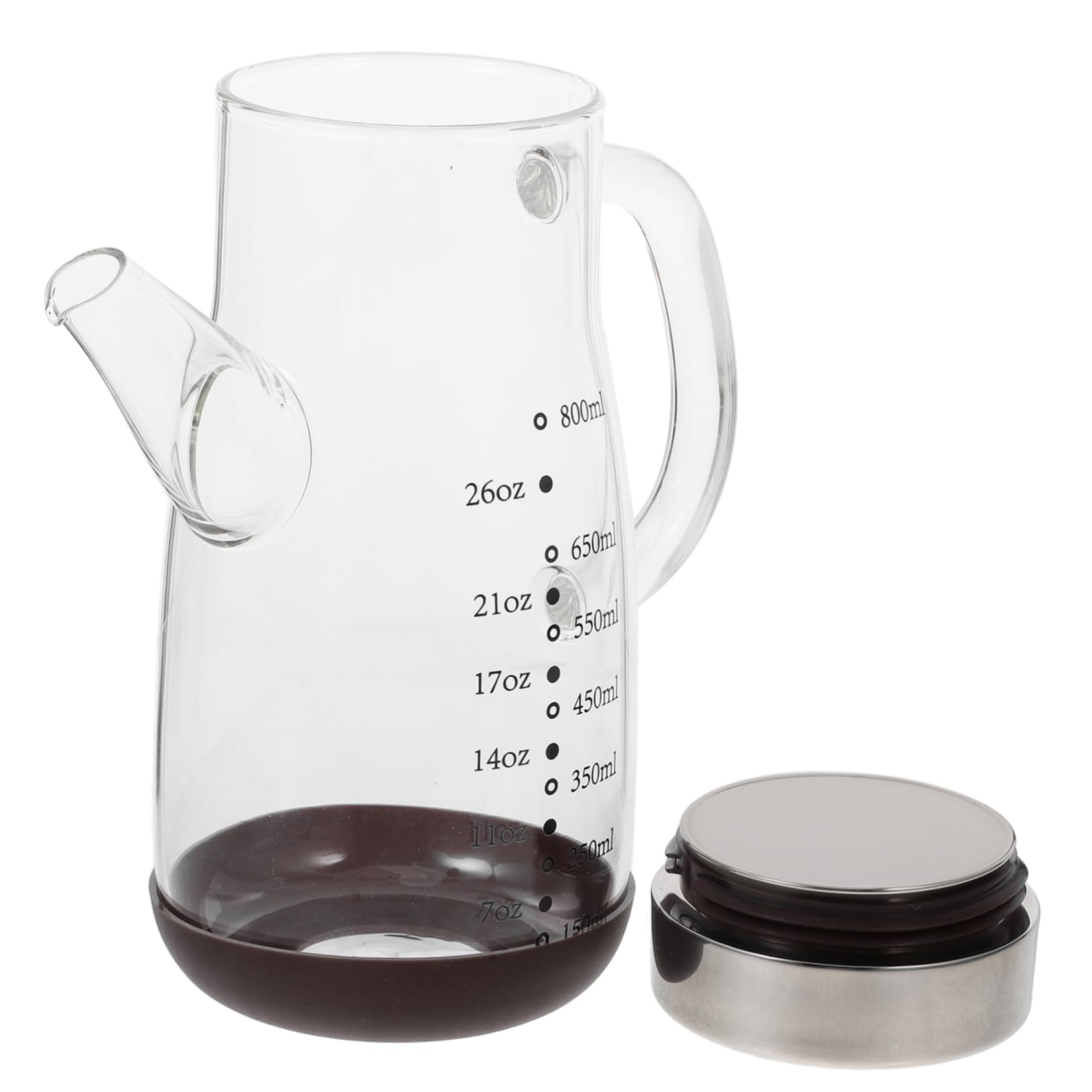 Ölspenderflasche mit Messmarkierung aus Edelstahl und Glas