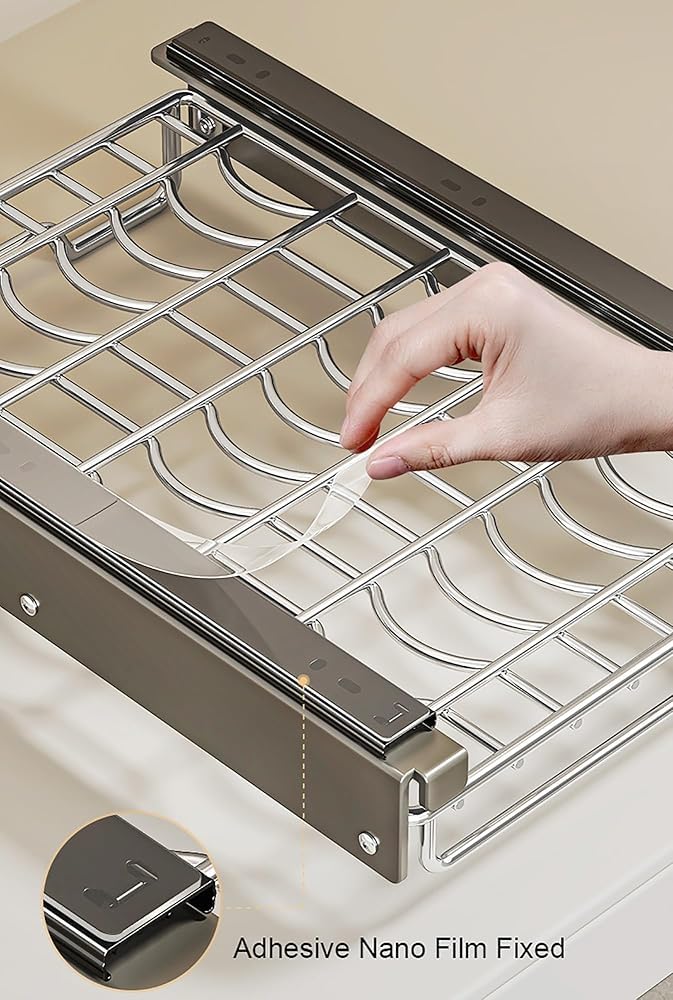 Lagerregal, Schließfächer, Edelstahlteller + Schüssel für S – 2er-Pack ausziehbare Schubladen mit Abtropfschale (Farbe: Grau)