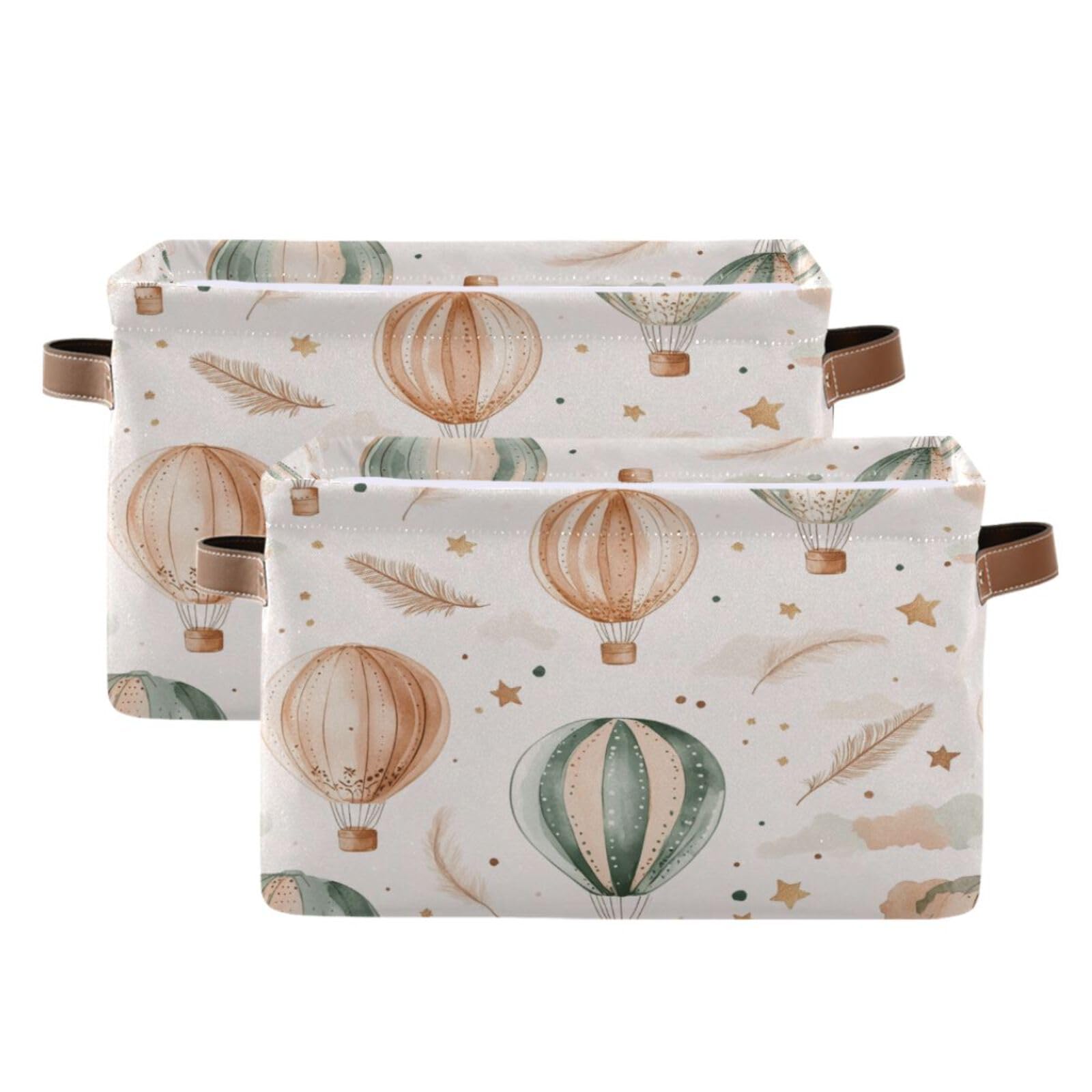 Kigai Hot Air Balloon Storage Basket with Handle Collapsible Canvas Fabric Storage Bins Shelves Closet Organizer Gift Toy Basket for Bedroom Nursery Office, 1 PACK