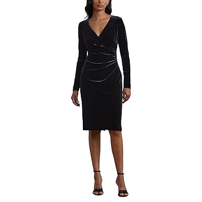 Lauren Ralph Lauren Stretch Velvet Surplice Dress Women