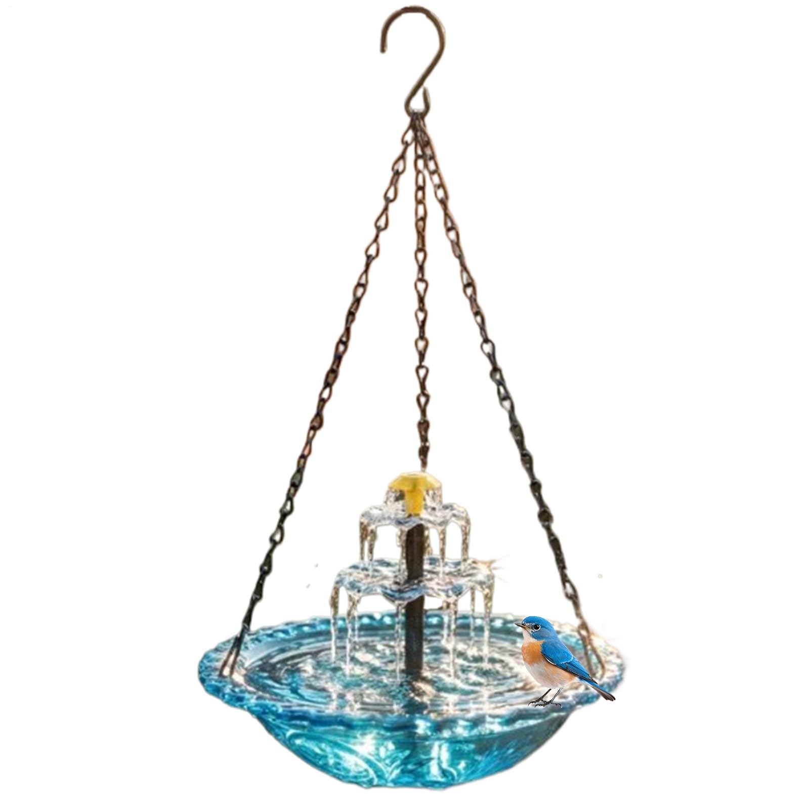 Muiltvoe Solar Powered Bird Bath, Outdoor Decorative Hangable Birdbath for Garden, Patio, Backyard, Balcony, Deck, Courtyard, Park, School, Homeowners, Birders
