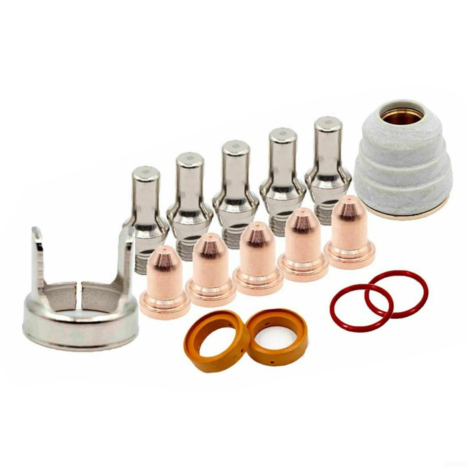 Set di 16 bruciatori da taglio al plasma, con elettrodo, ugello e anello per bruciatori Tomahawk 375 e LC25 (sostituisce WSP-24006/07/21)