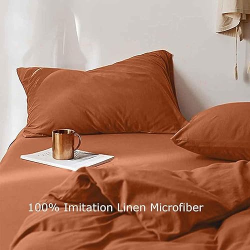 Miniatura 3 de Juego de funda de edredón de 3 piezas de color caqui oscuro suave, color marrón topo con cierre de cremallera y 2 fundas de almohada para mujeres y