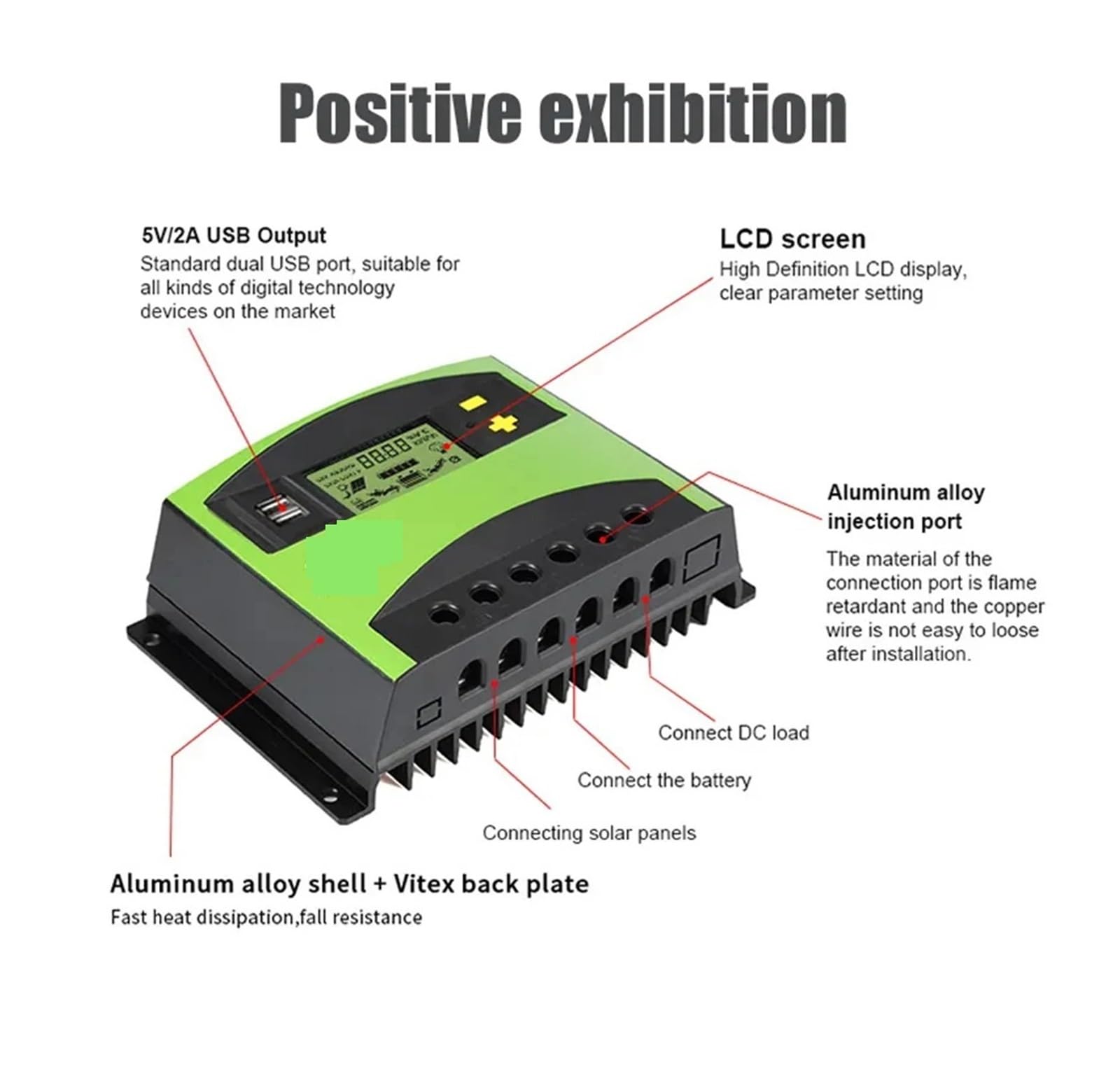 Regolatore di carica solare, Regolatore di carica solare LCD 30A 40A 50A 60A 12V 24V Controllo batteria for kit pannello 1400W(60A)