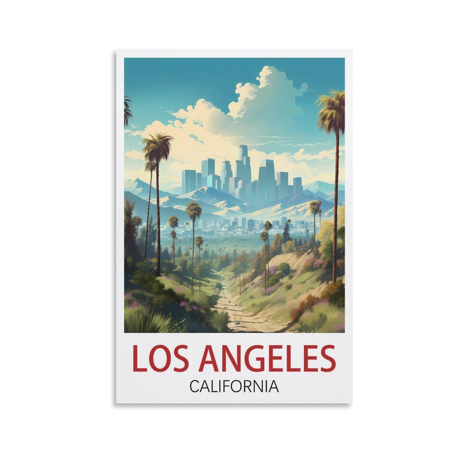 EZMLFA 5D Diamond Art Kits for Beginner,Los Angeles California,Diamond Picture Art for Beginner, DIY Gem Cross Stitch Creative Gift Home Wall Decor 30x40cm