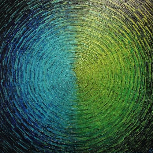 Peinture design Jonathan Pradillon : Éclat bleu vert iridescent 60x60 cm