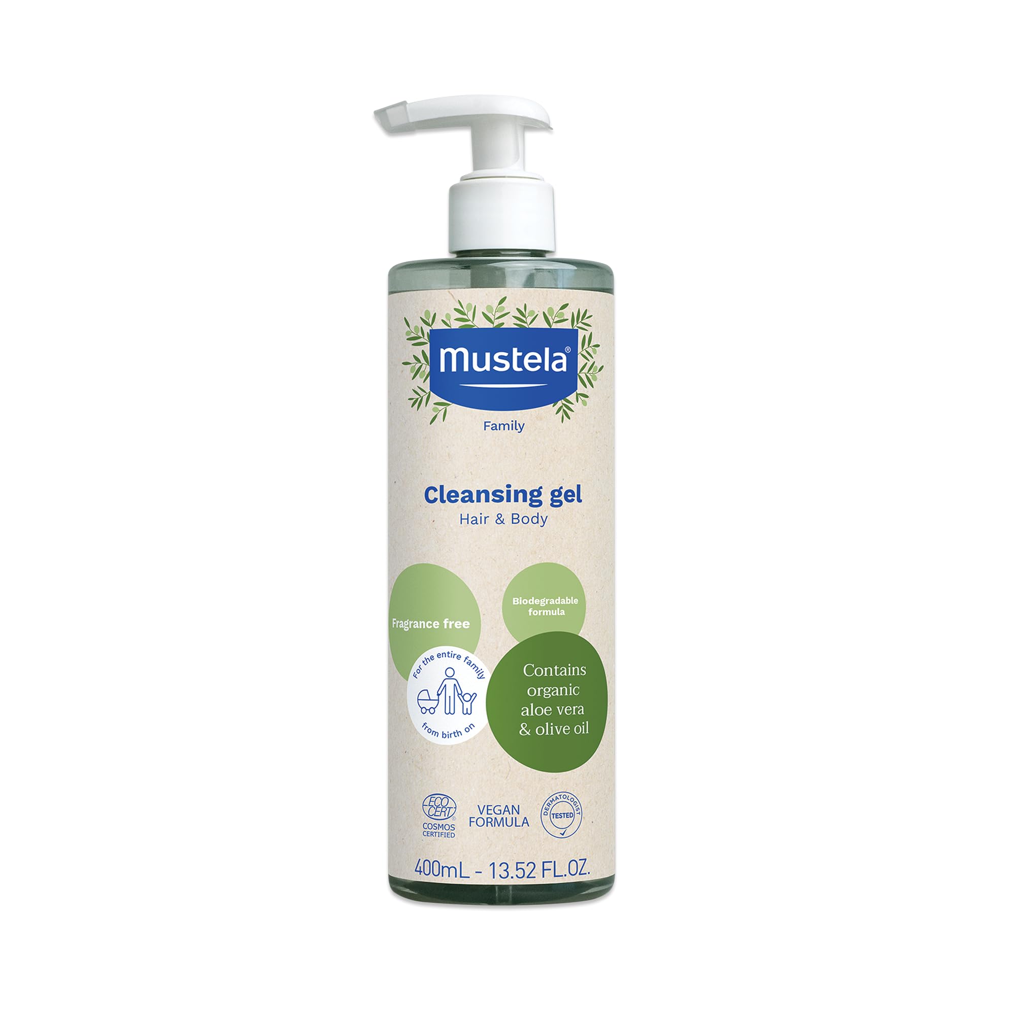 Mustela Certified Organic Cleansing Gel - Natural Hair & Body Wash with Olive Oil & Aloe Vera - For Baby, Kid & Adult - Fragrance Free, Tear Free, Vegan & Biodegradable - 13.52 fl. oz.Mustela Certified Organic Cleansing Gel - Natural Ha…