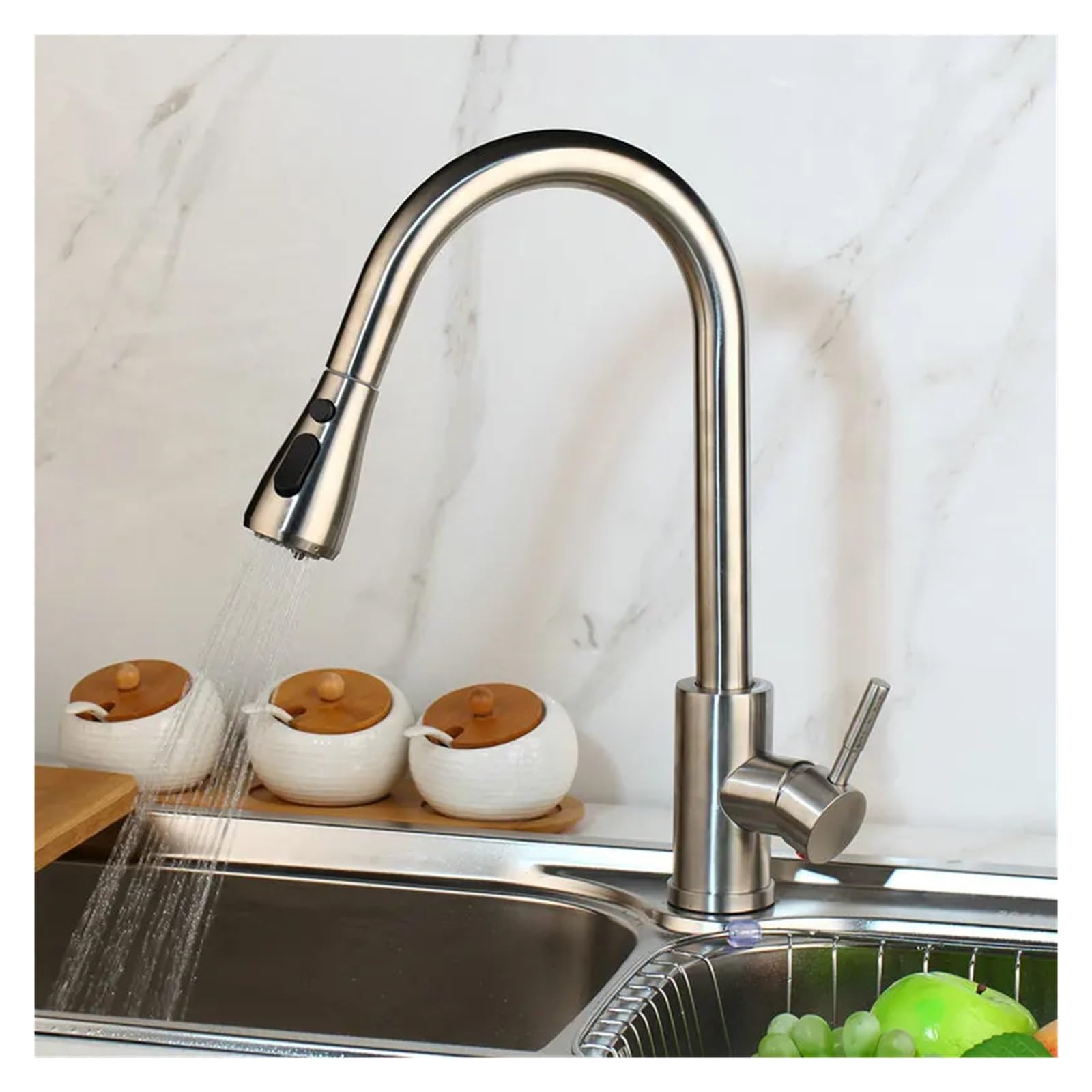 Zqfhsx Black Chrome Pull Down Kitchen Faucet Brushed Nickel Single Handle Swivel Spout Modern Sink Mixer Tap Stylish And Durable For Home Upgrade