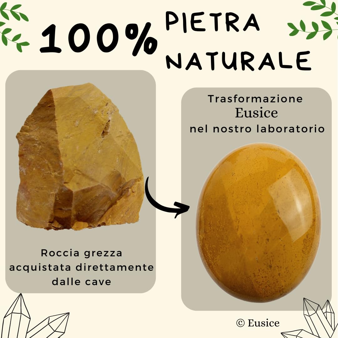 Diaspro Giallo Pietra naturale del Madagascar, Ciottolo di Protezione e Dinamismo, 100% Artigianale e Fatto a Mano, Diaspro etico di alta qualità per Litoterapia, Benessere, Meditazione, Yoga