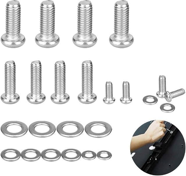 PERFETSELL 24 Pack Universal TV Mounting Hardware Kit m4/m6/m8 Vesa Screws TV Stand Screws Stainless Steel TV Bracket Bolts with Washers for Samsung Philips Toshiba Monitor Mounts Bracket Fixing