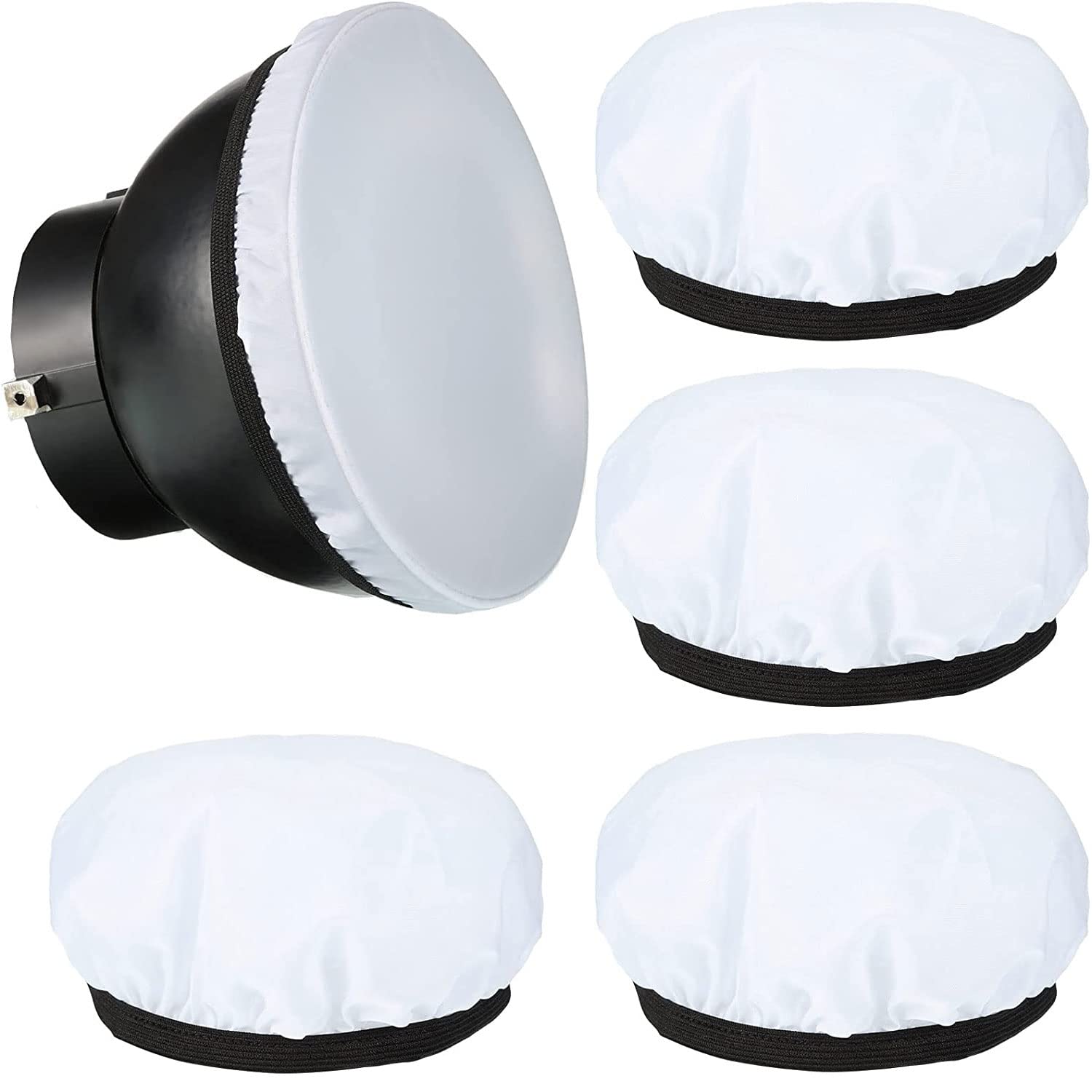 Excefore Diffuser Light Cover Soft White Diffuser Lamp Sock 7 inch/18cm Standard Cloth Diffuser Light Sock Lampshade for Sparkler Reflectors, Strobe Flash LED Video Light (4 Pack)