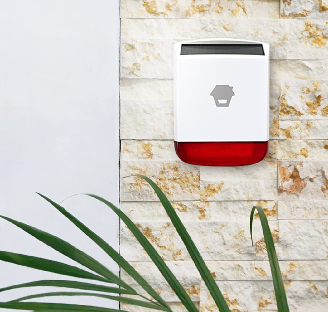 Chuango SPS-260 Sirena solare wireless - Allarme antifurto con luce stroboscopica lampeggiante rossa - Sistema di sicurezza ad alte prestazioni - Volume 110 dB - Compatibile con accessori