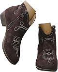 Women's Short Ankle Boots Low Heel Western 𝐂owgirl Cowboy Boots For Women Vintage Slip on Round Toe Side Zipper Chunky Block Short Booties Casual V Cutout Dress Short Fall Boho Boots