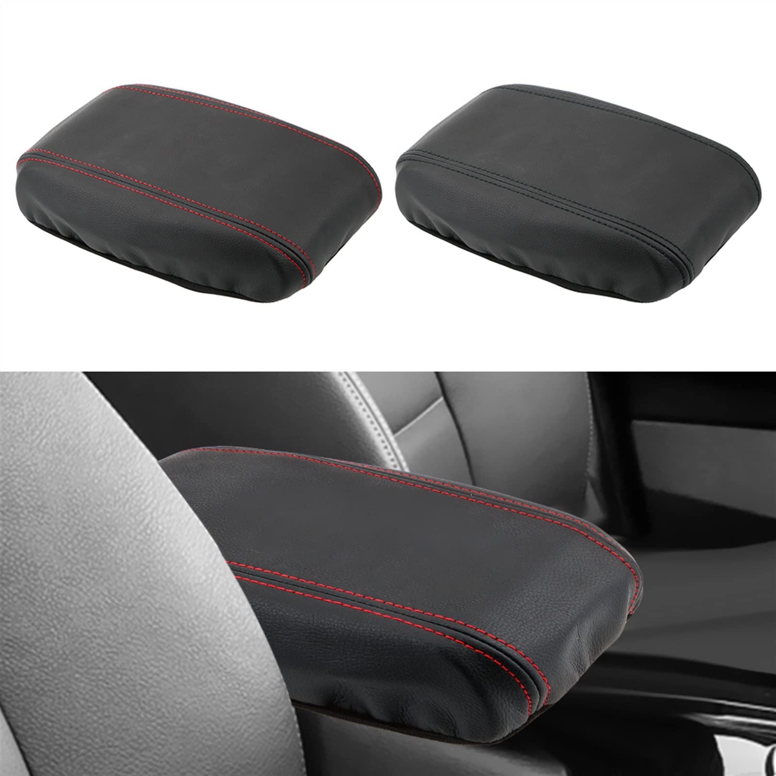 Elegante Tappetino per bracciolo Centrale Auto per Hyundai Creta IX25 2015-2019, Cuscino per bracciolo Interno Auto, Copertura per vano portaoggetti, Colore: Linea Rossa