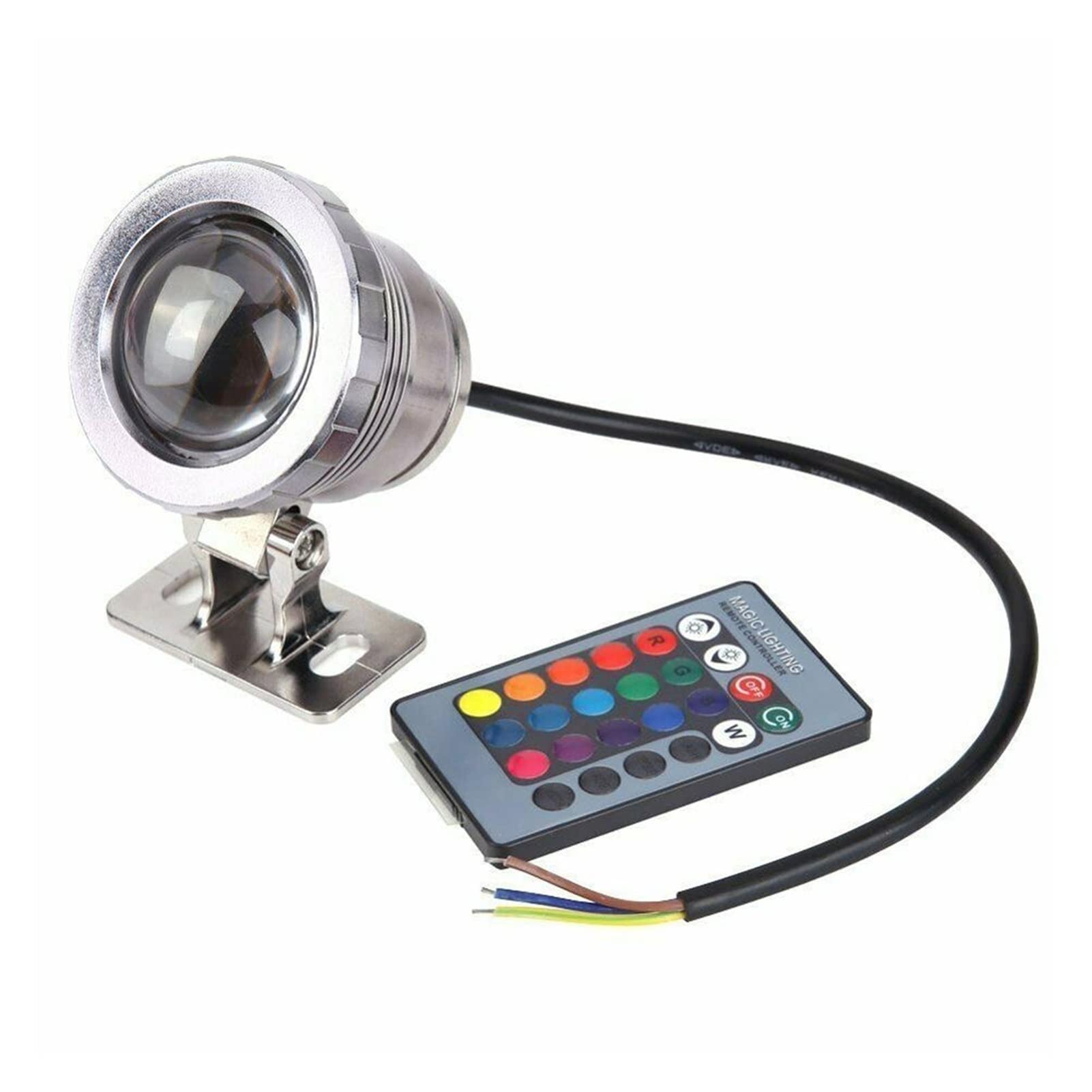 Luz para Piscina 1 0W / 15W Impermeable RGB LED Submarino SPOT LIGHT SIGRYSIBLE GARDING PAND FOUNTIN FOUNTIN DE LÁMPARA CONTROLADA REMOTADA 24KEY for ACUARIO DE PISCINA Luces Sumergibles ( Color : Sil