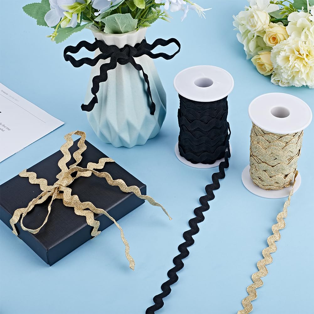 GORGECRAFT 1 Roll 25 Yards RIC Rac Trim Ribbon Rick Rack 8mm Wave Sewing Bending Fringe Trim Braided Woven Fabric for Sewing Flower Making Wedding Dress Party Lace Ribbon Craft - Image 4
