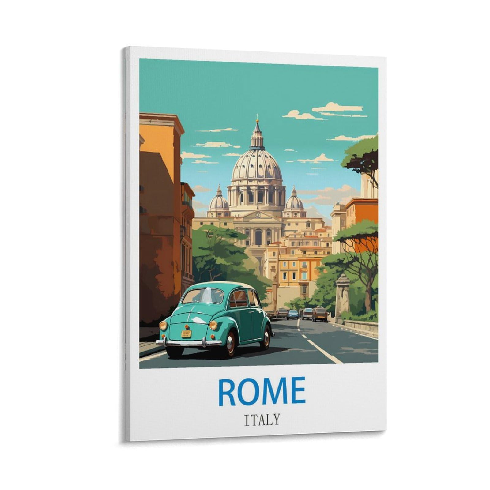 Fzyuen Frame-Style Rome Italy Vintage Travel Posters 16X24inch(40X60cm) Canvas Wall Art Prints For Wall Decor Room Decor Bedroom Decor