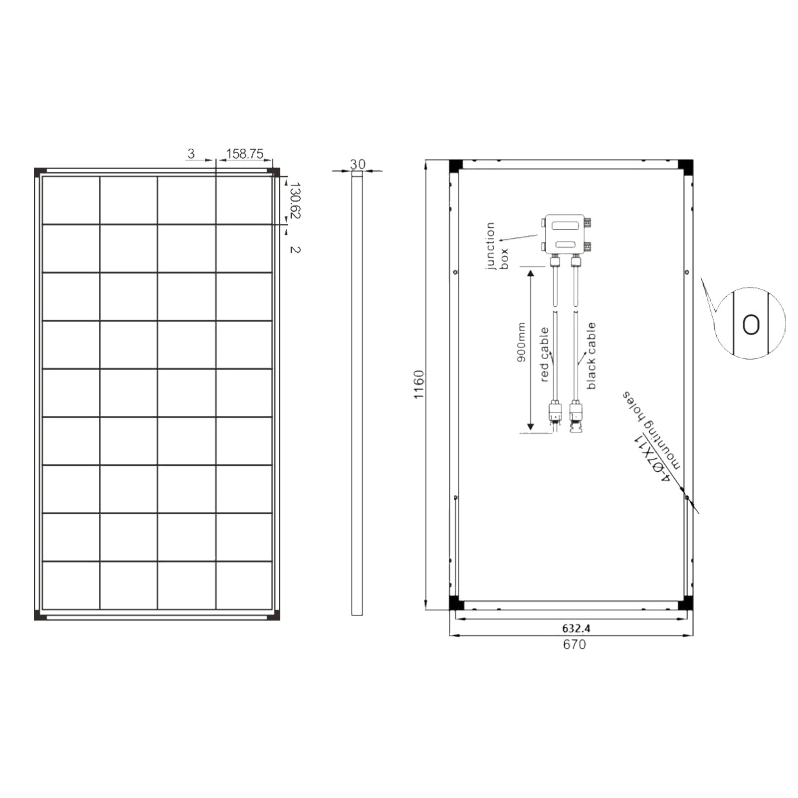 enjoy solar® 150W 12V Monokristallines Solarmodul PERC 9BB Solarpanel