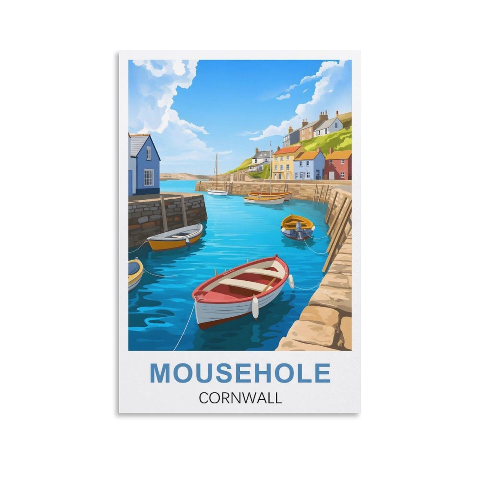 EZMLFA 5D Diamond Painting Kits,Mousehole Cornwall,Diamond Painting Kits for Beginners Round Full Drill Painting with Diamonds Gem Art for Home Wall Decor 40x40cm