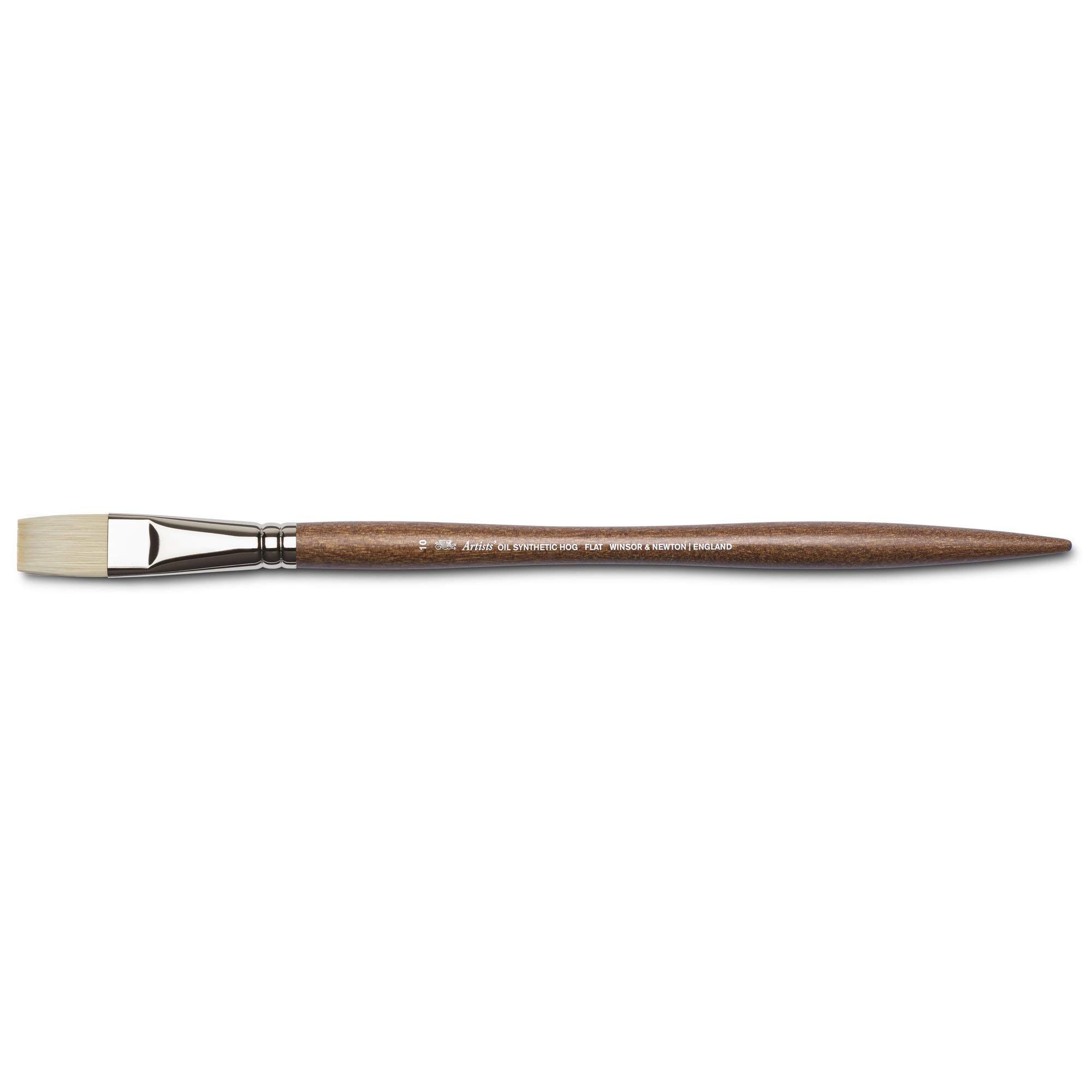 Winsor & Newton 5010410 Synthetic Artist Oil Brush with High Elasticity and Durability, Ergonomic Handle for Oil Paints and Alkyd Paints - Flat Brush No. 10