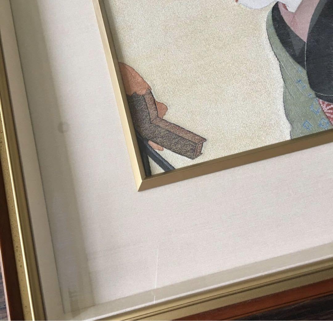 Amazon.co.jp: 上村松園 鴛鴦髷 西陣織 小高念記 織物画 刺繍画