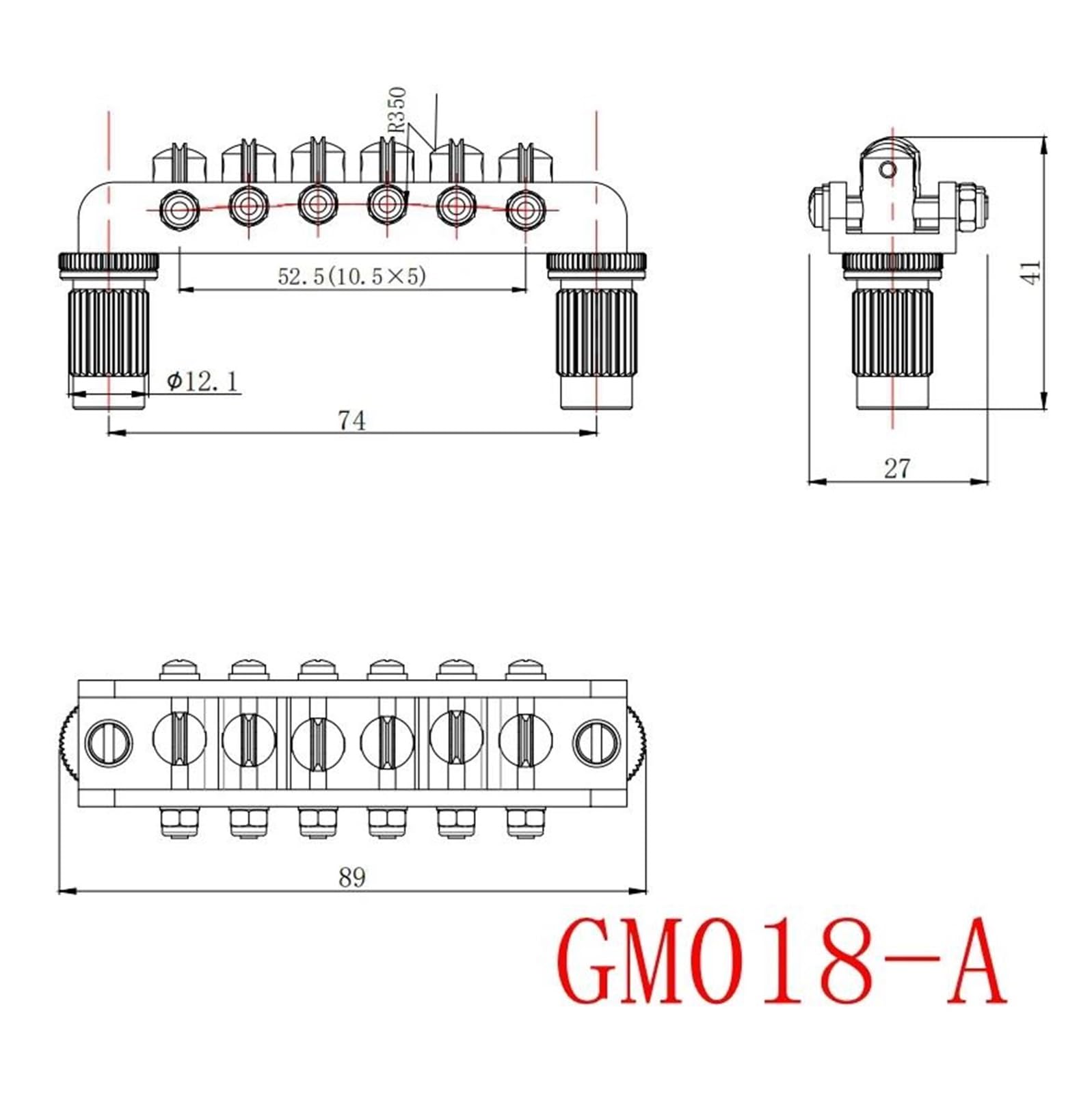 Guitarra Cromada De 6 Cuerdas Con Puente Rodante Adecuada Para Principiantes | Puente de guitarra(GM018A GD)