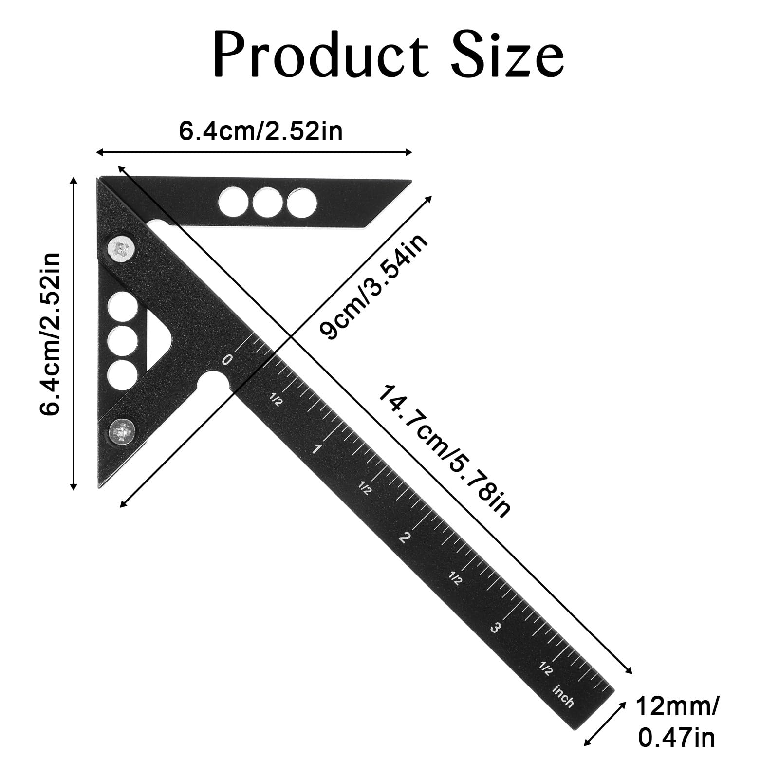 Outil de recherche de centre en aluminium 45/90 degrés pour le travail du bois - Outil de mesure multifonction pour le travail du bois