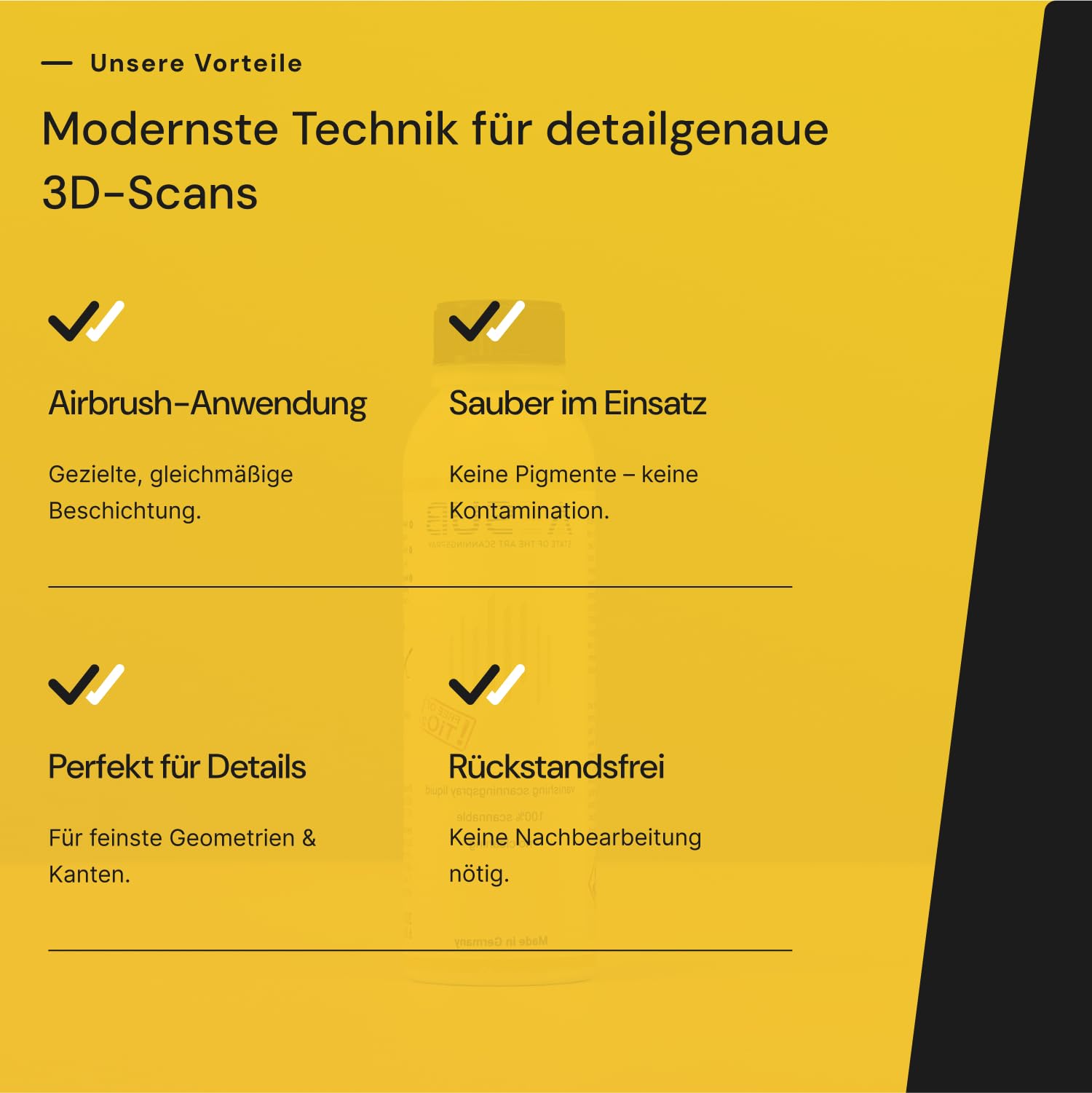 AESUB Yellow 200 ml – Liquido di scansione autovolatilizzante per sistemi aerografo, rivestimento ultra sottile <1 µm, privo di pigmenti e residui, ideale per scansioni 3D ad alta precisione in