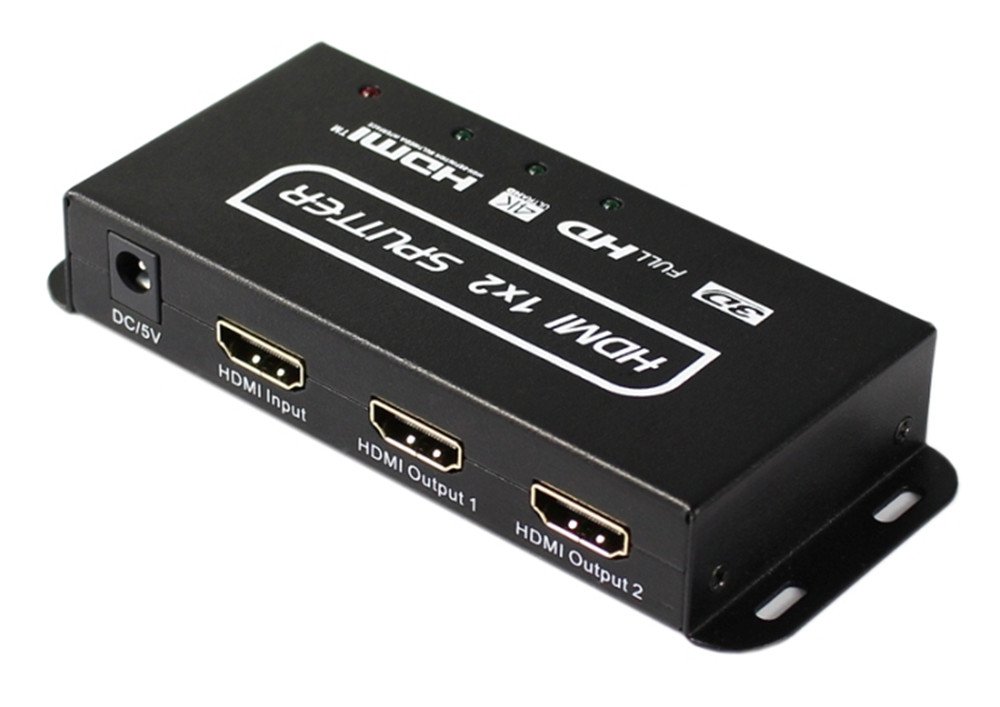 HDMI Matrix Switch ，Distributore HDMI con staffa di montaggio, Splitter HDMI HDMI 1x2 Splitter HDMI2.0 HDCP2.2 3D 1080P HDTV 1 Ingresso 2 Uscita HDMI Switcher 2.0 Supporto 3840x2160 / 60Hz