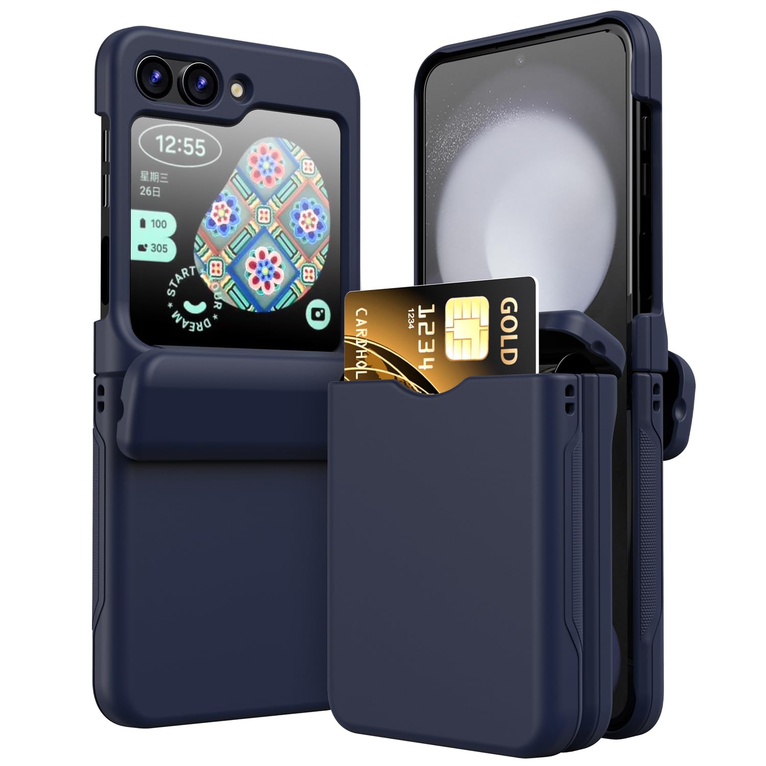 TECHGEAR Coque Samsung Galaxy Z Flip 6 avec porte-cartes Protection robuste Bleu