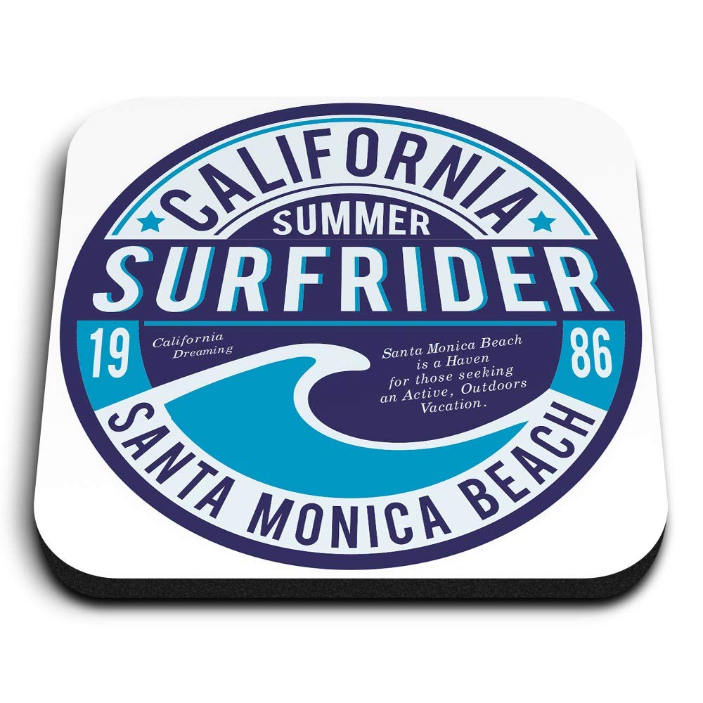 Destination Vinyl Ltd Multicolor 1 X Square Mdf Fridge Magnet - California Santa Monica Surf Beach 5796