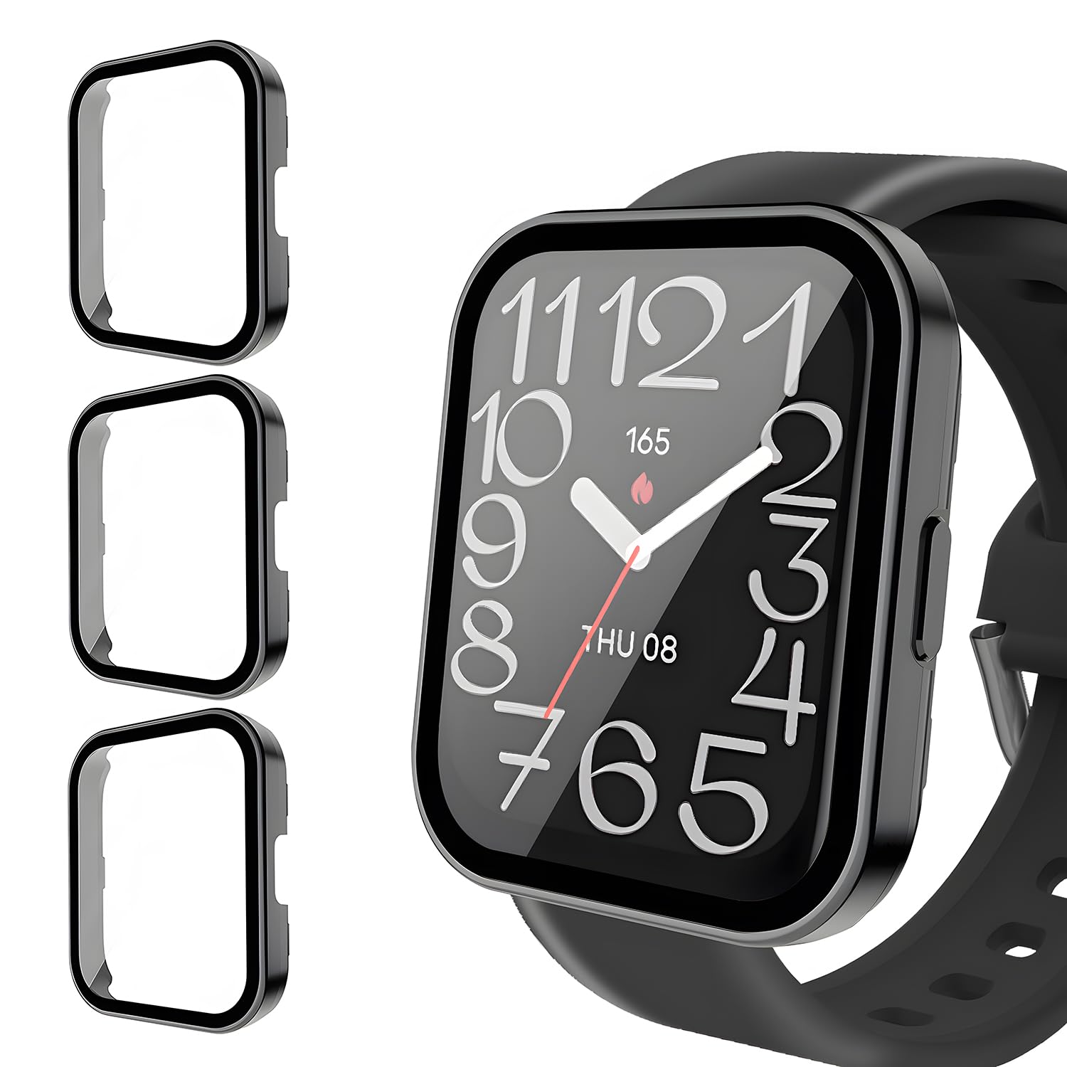 Diruite 3 Piezas Funda para Amazfit Bip 5 Unity Protector Pantalla Cristal Templado Incorporado,HD Protección Completa PC Dura Estuche Protector para Amazfit Bip 5 Unity Case